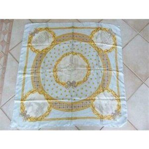 Vintage Burberry Blue and Gold Scarf